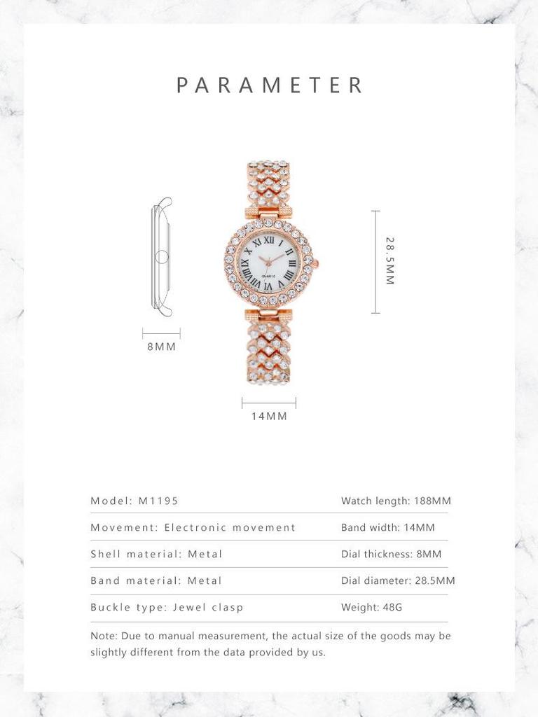 Fashion Rhinestone Women's Quartz Watch with Roman Numerals and Bracelet Style