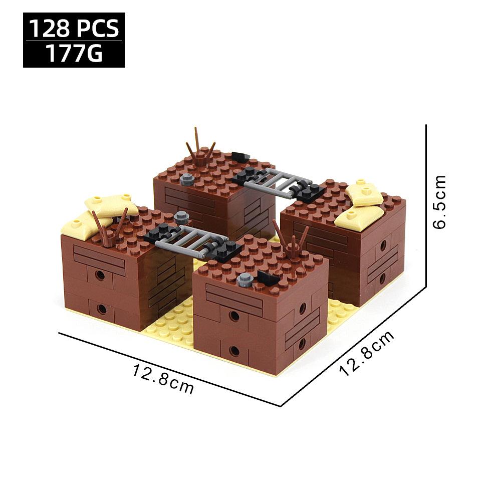 Small Particle Assembled Building Block Trench Fortress Bunker Military Battlefield Scene Ornament Decorative Toy