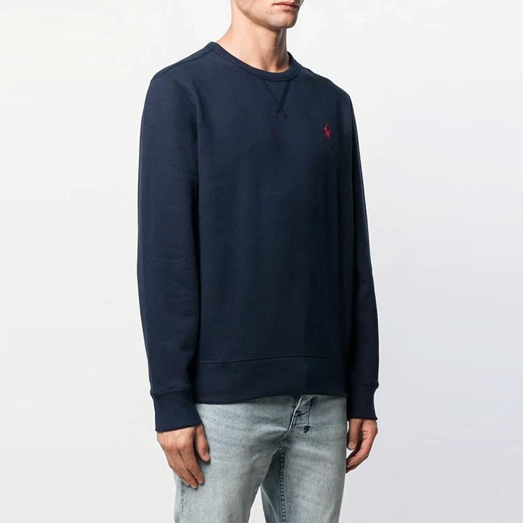 Polo Ralph Lauren Crew Neck Solid Logo Embroidered Pullover Sweatshirt Men sweatshirt Navy-Blue 710766772-003