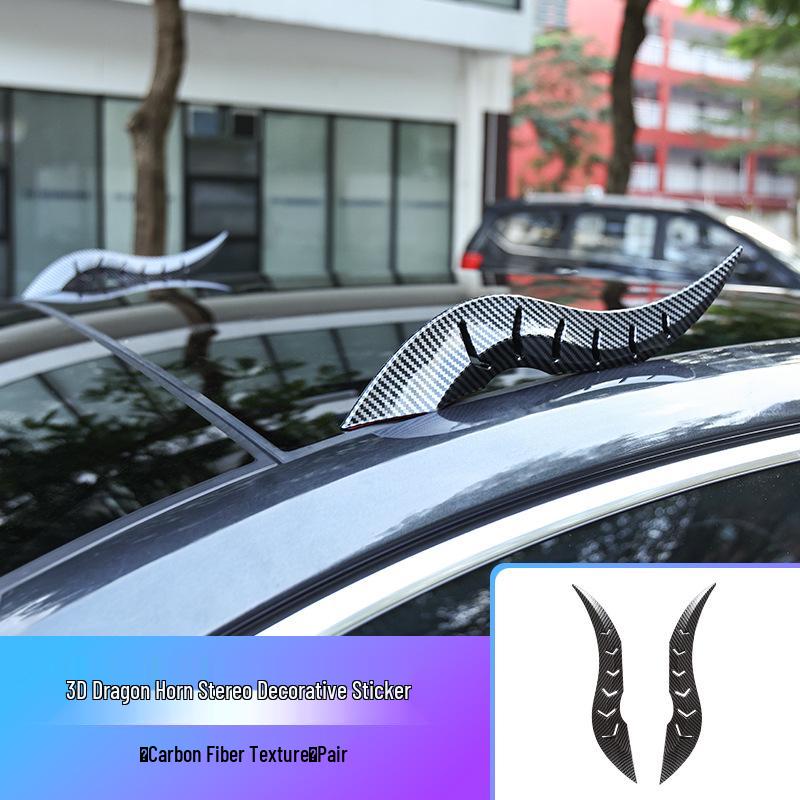 Dragon Horn Carbon Fiber Car Roof Ornament Spoiler Fin for Various Models