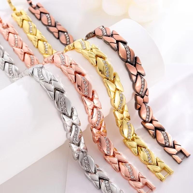 Retro Zirkon Magnetischer Edelstahl Armband für Männer Frauen Blatt Magnet Mode Exquisiter Schmuck Geschenke Zubehör
