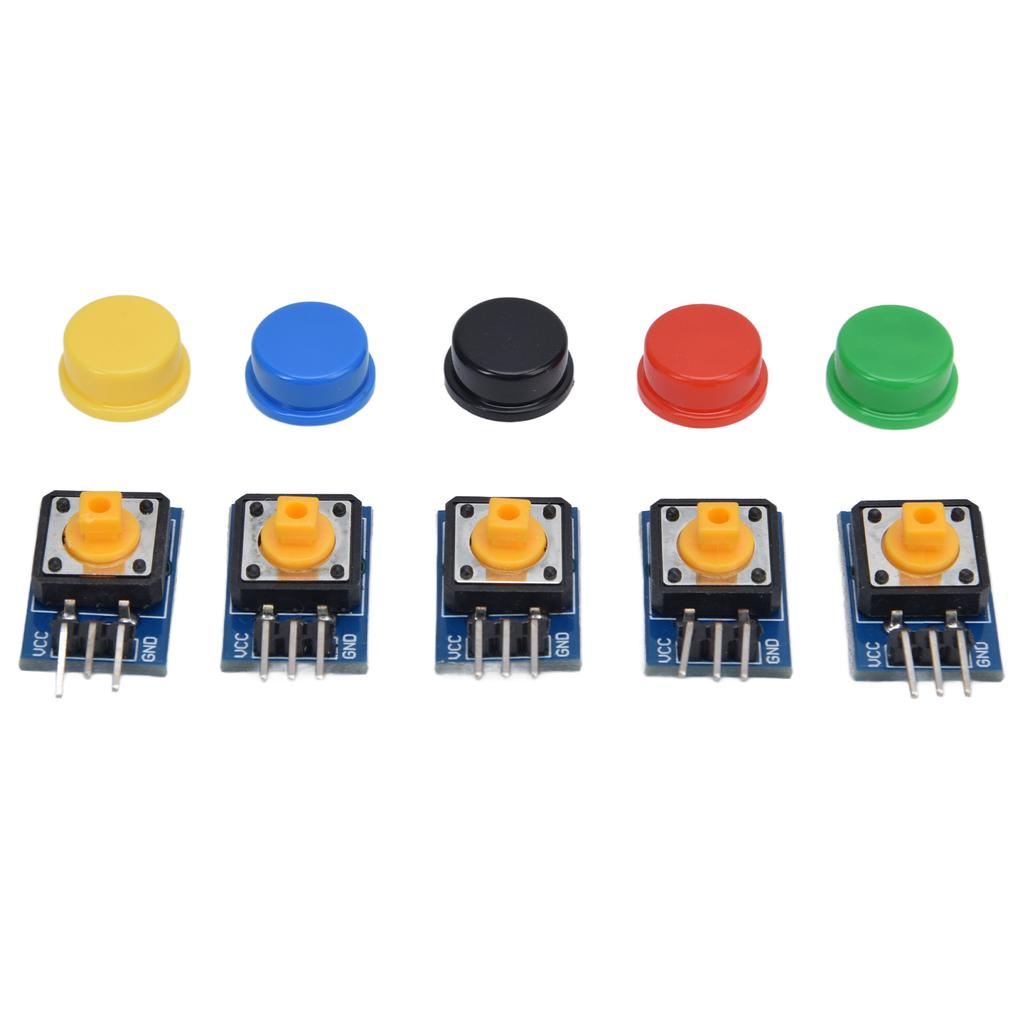 5 Stück Tastenmodul Große Druckschalterplatine mit Farbigen Abdeckungen Elektronische Bausteine