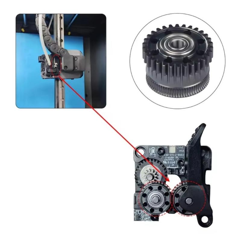Heavy Duty Two Metal Extruder Gear Set High Wear Resistance Easy Replacement for K2 Plus Continuous Printing