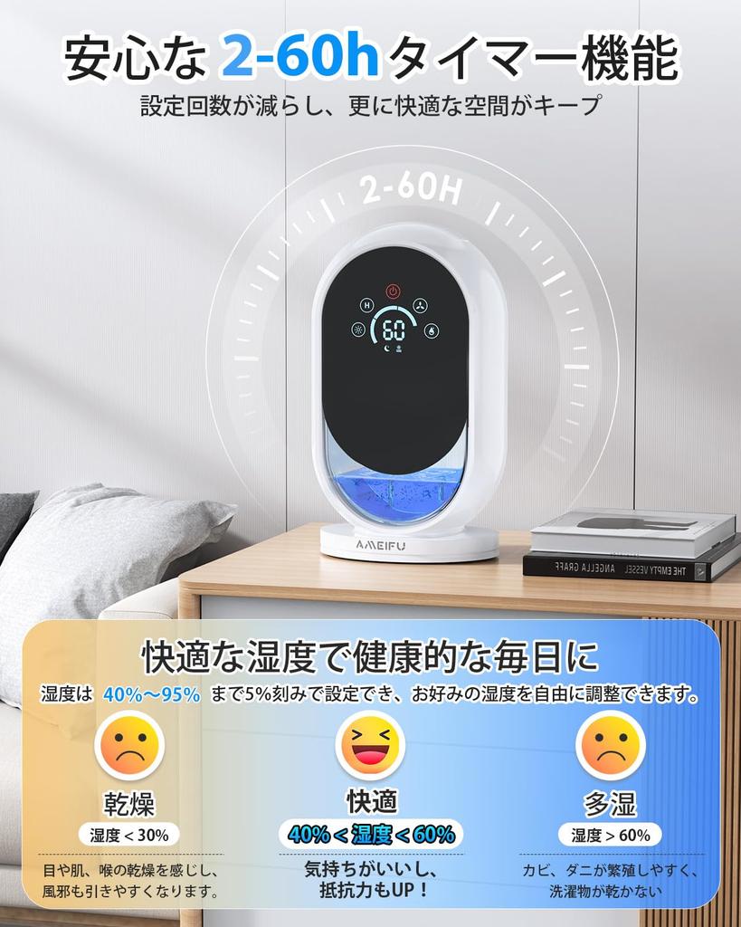 AMEIFU Compact Rainy Season Kommt mit 60H Feuchtigkeit Vollwasser Automatische Atmosphäre Energie Kompatibel mit Tatami PSE Raumfeuchtigkeit Schimmel Geeignet für