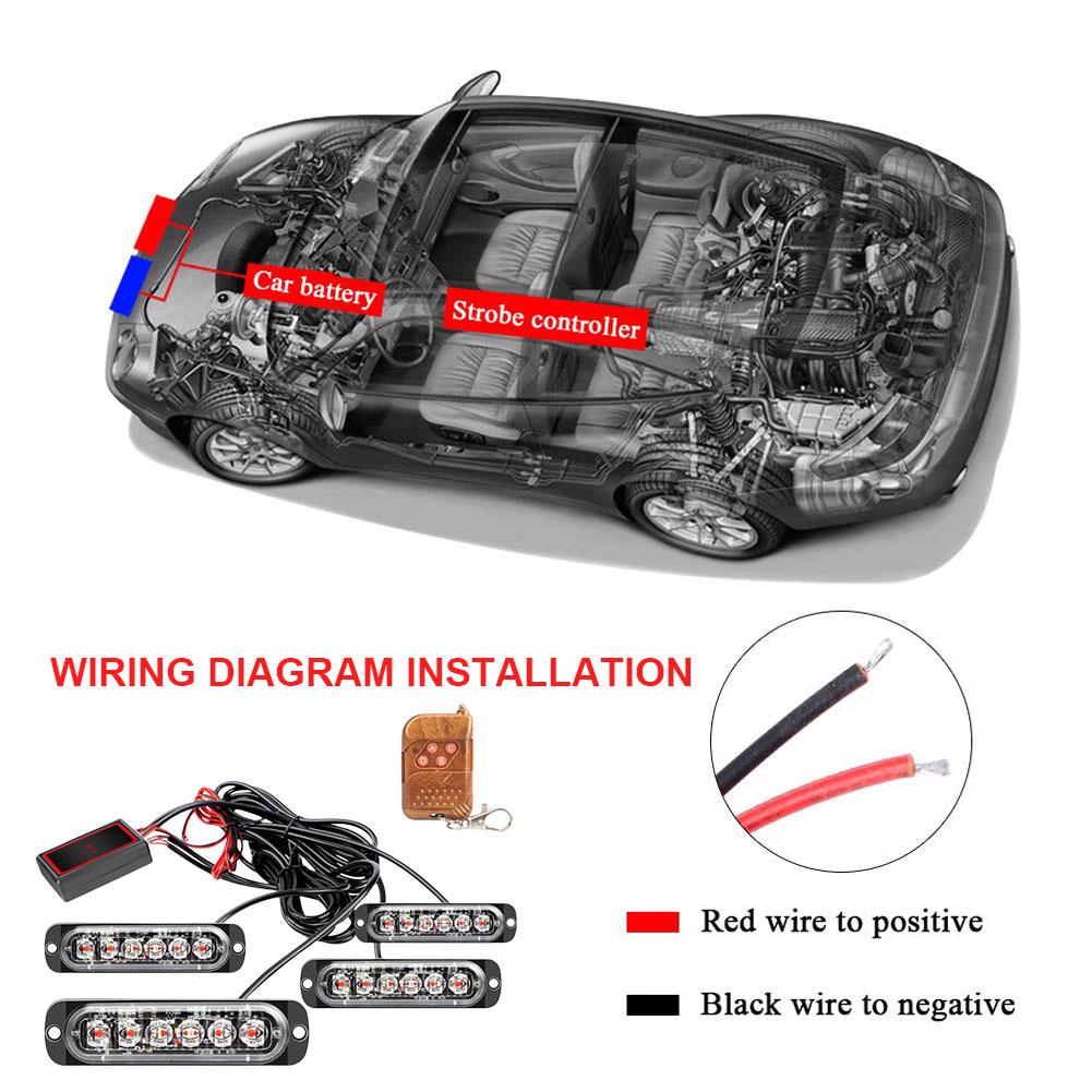 6-LED Grill Auto Stroboskop Polizei Licht Stroboskop Notfall Fernbedienung Kabellos Blinker Anzeige Warnung Stroboskop Lampe