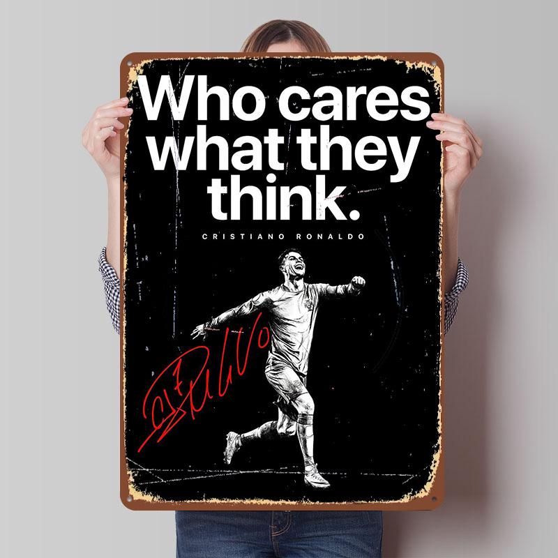 

Who Cares What They Think Metal Poster Customized Wall Art Retro Vintage Tinplate Signs for Man Cave Bedroom Decoration Room 7.9x11.8In(20x30cm)