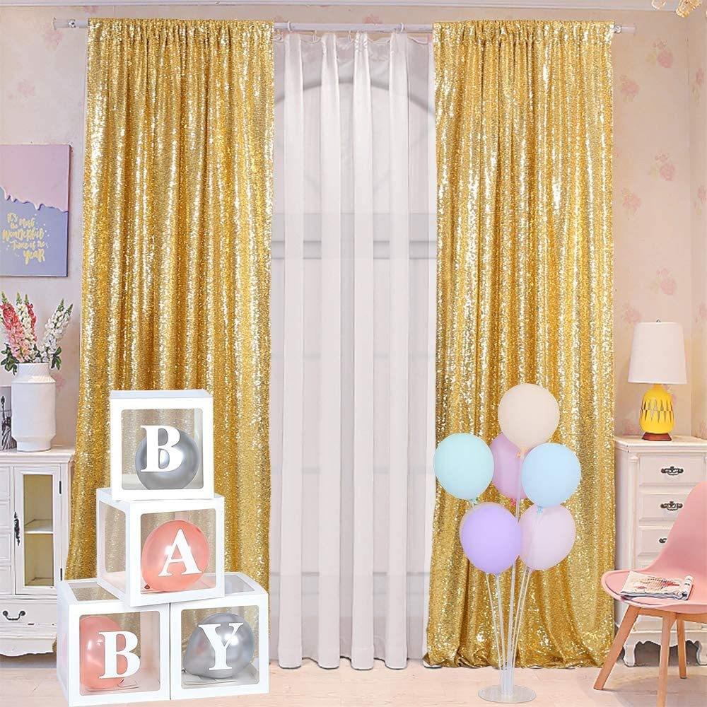 Gold Sequin Photo Backdrop Curtain Panels Stage For Shimmer Birthday Wedding Photograph Baby Shower Decoration Backdrop Fabric