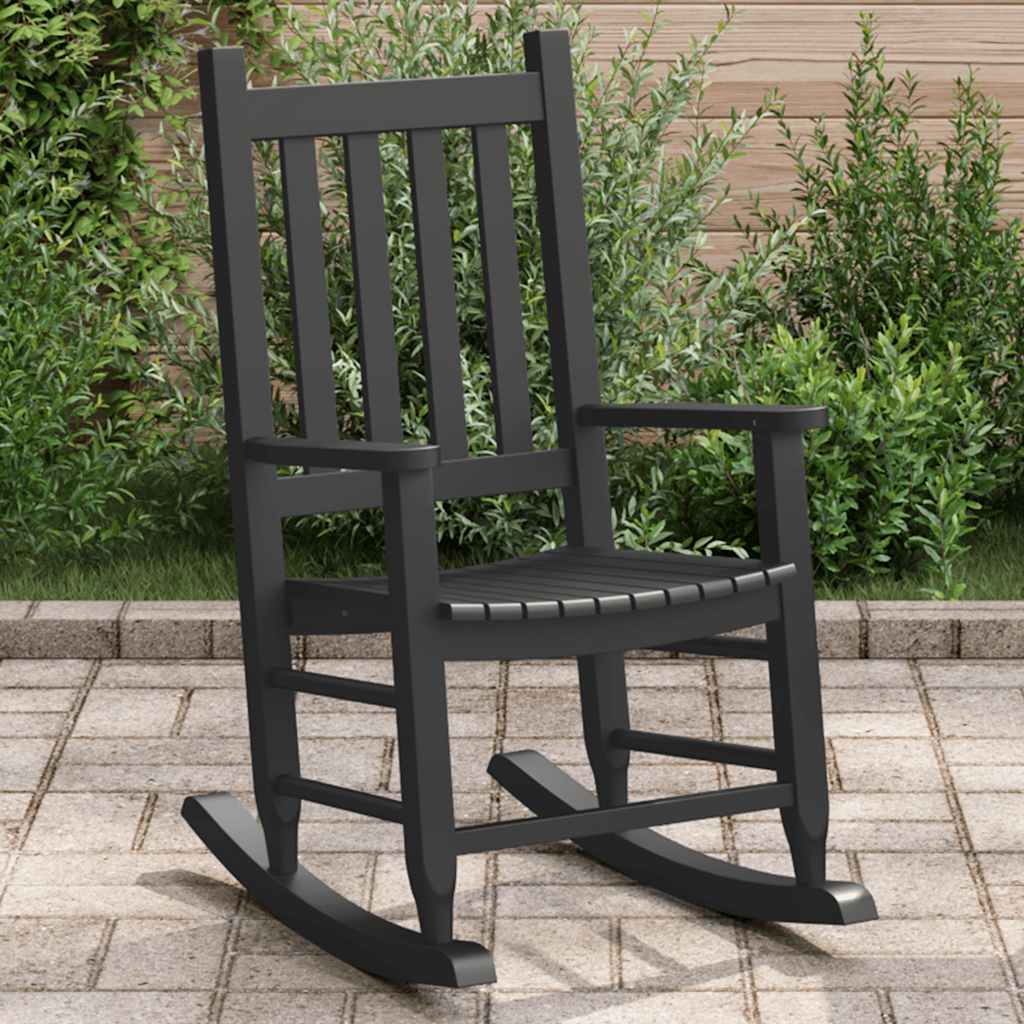 Kids  Rocking Chair Black Solid Poplar Wood