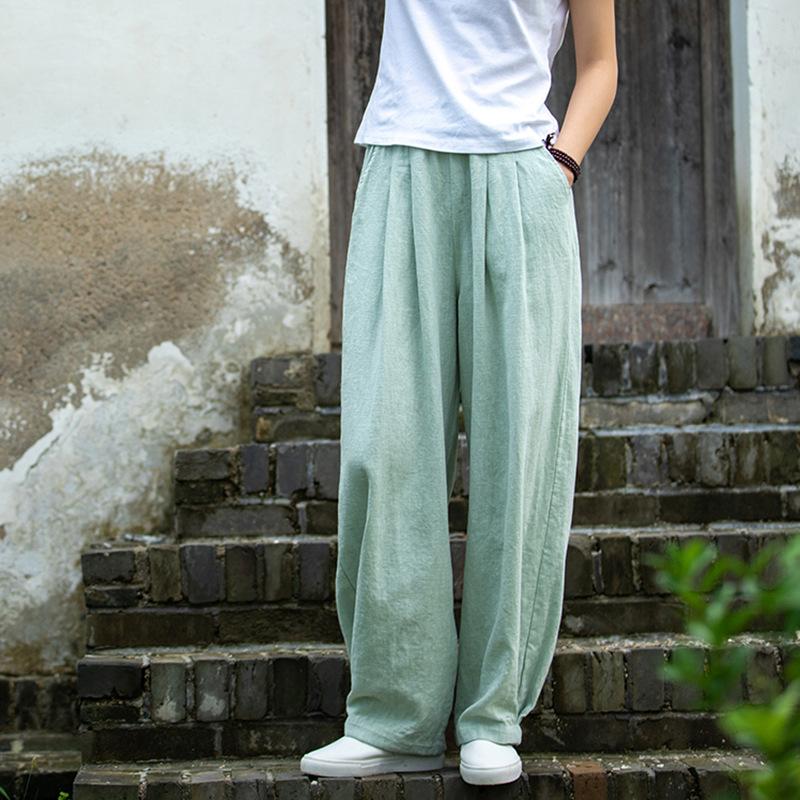 Summer Literary Loose Sand-washed Linen Casual Pants Women's Women's Slimming Meditation Bloomers