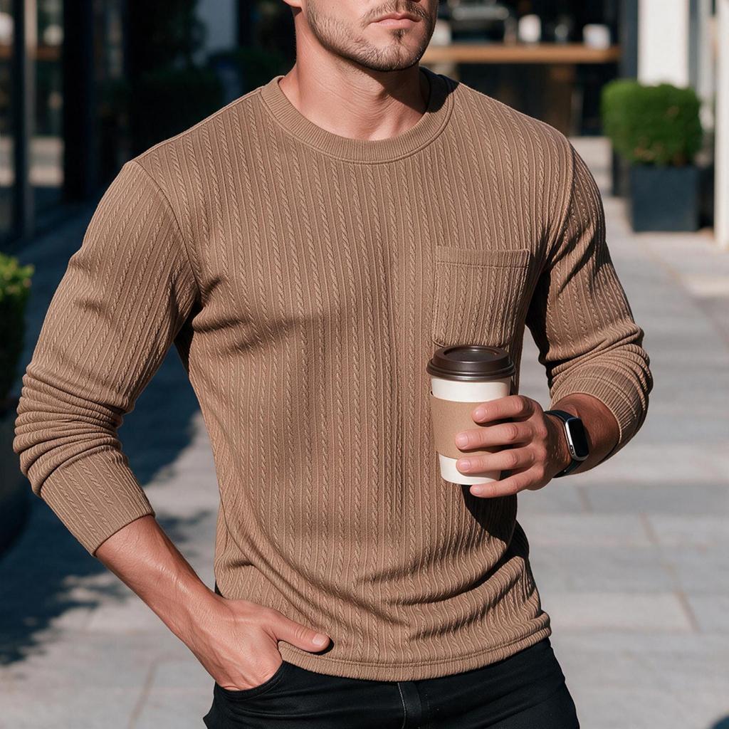 Men's Cable Knit Long Sleeve Pullover Sweater In Color for Everyday
