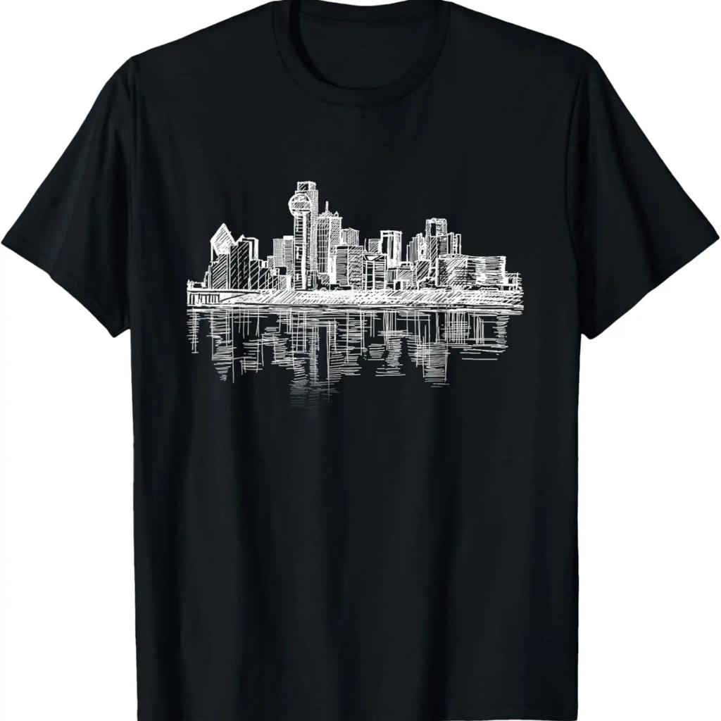 Dallas Texas Big D Skyline Panorama Drawing T Shirt T-Shirt