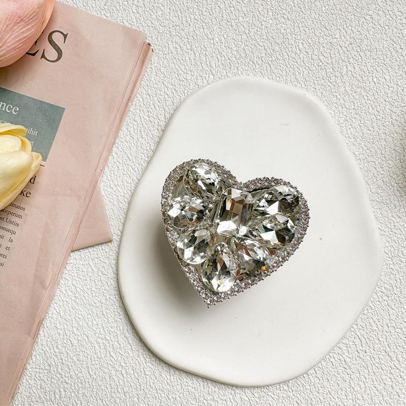 

Mobile Airbag Holder Rhinestone Heart Luxurious Desktop Extendable Portable Stable Watching TV Shows Divine Tool Light Luxury Style