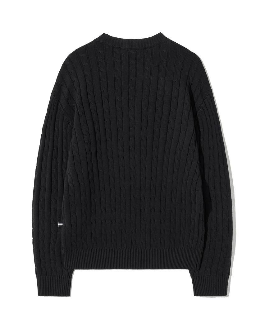 YALE Y Logo Cable Round Knit Black