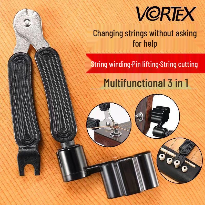 Folk Guitar 3-in-1 String Changing Tool: Winder, Cutter, and Bridge Pin Puller
