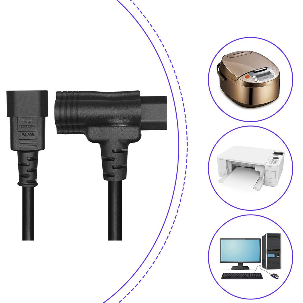 Heavy Duty Flexible Extension Cable C14 to C13 5-15R Power Cord For Home Office Electronics Computer Power Adapter Cord