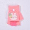 Autumn and winter cartoon children's warm gloves writing bare finger strawberry cold-proof boys and girls half finger flip writing gloves