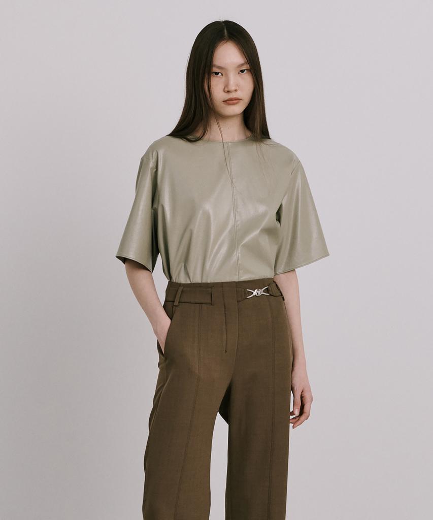 WNDERKAMMER Fake Leather Top_Khaki