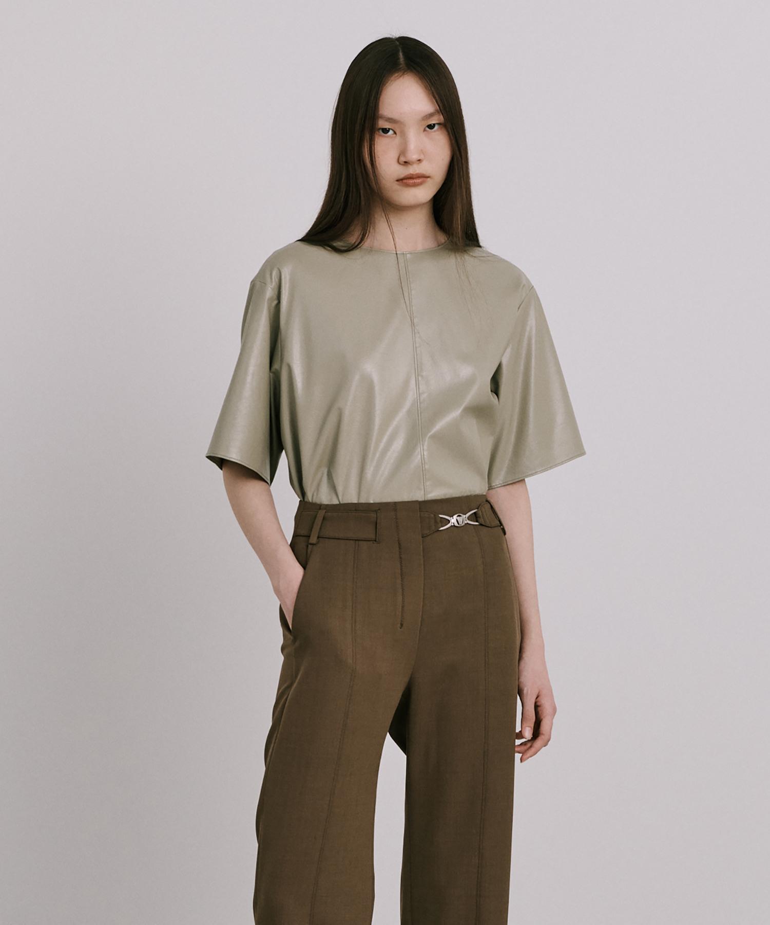 Bundercammer Fake Leather Top_Khaki M