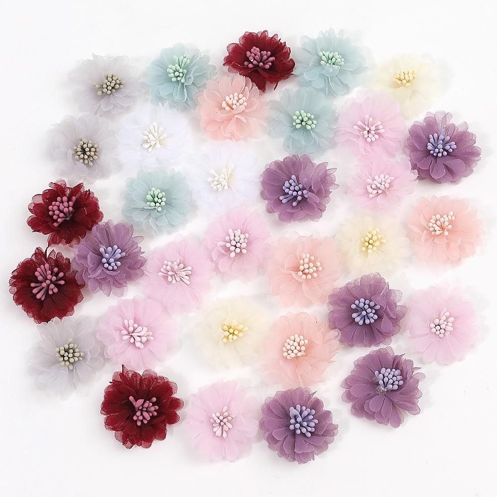 5/10Pcs Chiffon Yarn Artificial Flowers 4CM Fake Flowers for Home Room Decor Garden Wedding Decoration DIY Craft Gifts Accessory