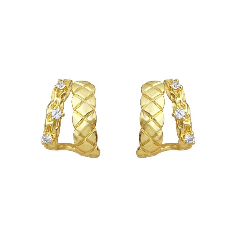 18K Gold Argyle Double C-Shaped Zircon Earrings - Luxurious and Elegant Design