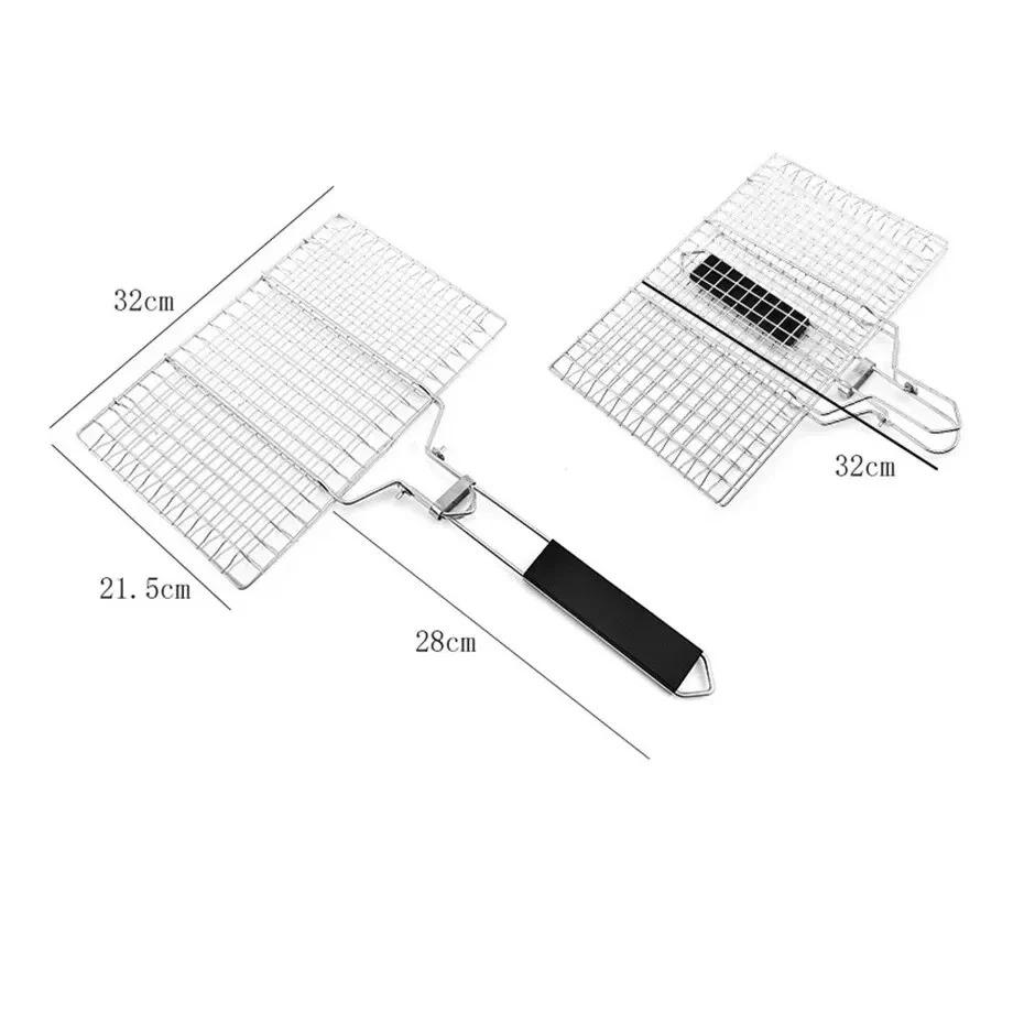 304 Edelstahl BBQ Mesh Antihaft-Grillkorb Grill Mesh-Matte Fleisch Gemüse Steak Picknick Party Barbecue-Werkzeug
