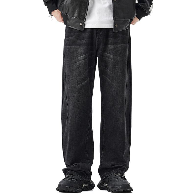New Spring and Autumn Retro Jeans for Men's High Street Loose Straight Wide-leg Pants