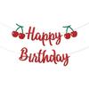 Cherry Birthday Banner - Funny Fruit Theme Happy Birthday Sign, Cherry 1st Bday Bridal Shower Banner, Cherry Theme Birthday Party Decorations Red