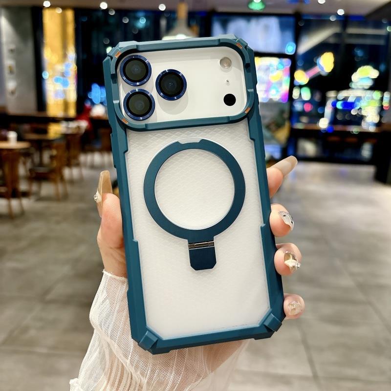 Applicable to iPhone17PROMAX Magnetic Fulcrum Bracket Mobile Phone Case Apple 16 Skin Sensing Belt Lens Film Anti-drop 15 iPhone 17