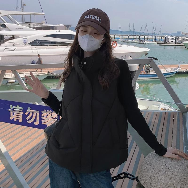 

Корейский стиль свободный большой размер воротник-стойка жилет куртка для женщин осень и зима дизайн пуховик теплый жилет жилет топ 4XL