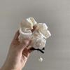 Temperament Women Girls Headwear Pearl Camellia Scrunchies Elastic Hair Rope Hair Circle Hair Bands
