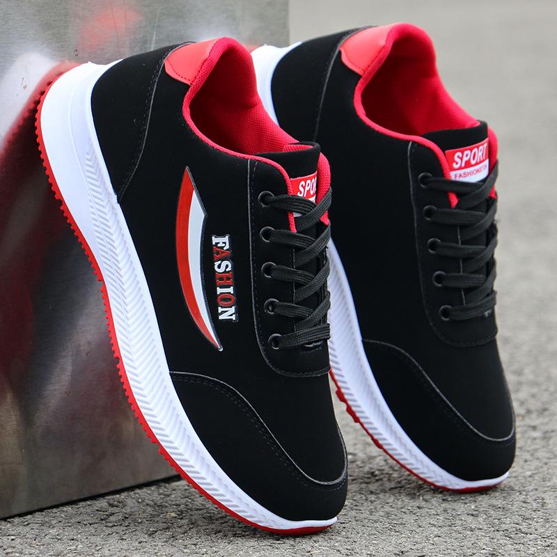 Men's Lightweight White Leather Waterproof Non-Slip Casual Work Sneakers for Autumn