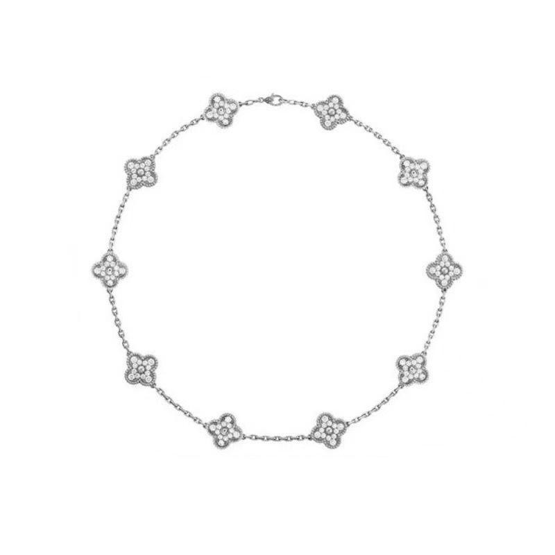 Four-Leaf Clover & Ten-Flower Necklace - Double-Sided 18K Gold Plated with Mother-of-Pearl, Cross-Border Popular OL Style