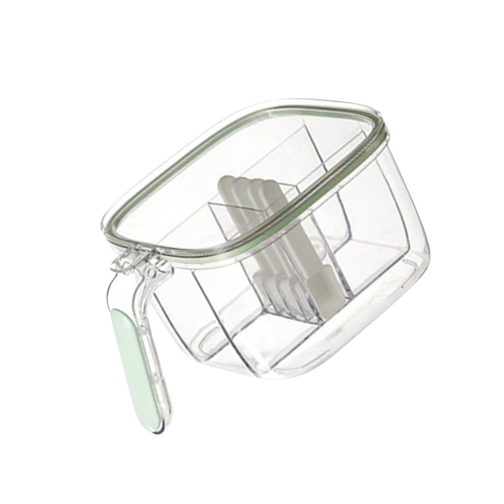 4 In 1 Seasoning Box with Lid and Spoons 4 Compartments Spice Jar Sealed Condiment Container for Home Kitchen Light