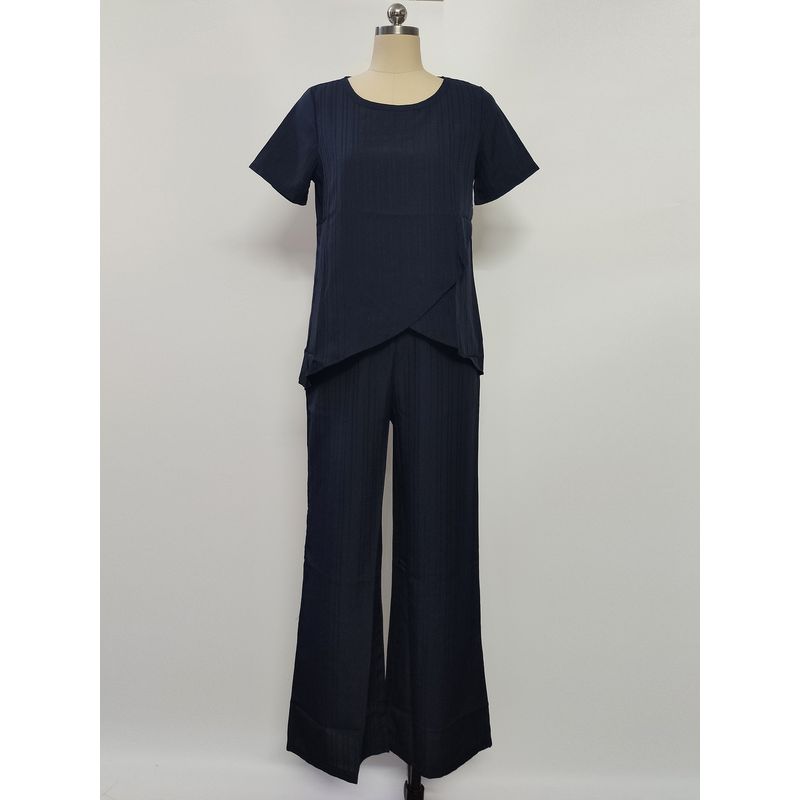 Western Style New Casual Loose Short sleeve Top Wide Leg Pants Set Loose Top and Pants Set