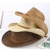 New Summer Outdoor Men Women Hand-woven Western Cowboy Paper Straw Hats Wide Brim Breathable Beach Jazz Cap Sun Protection Hat
