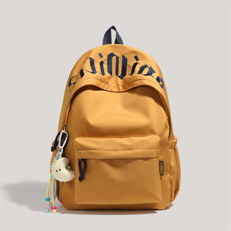 Letter Student Schoolbag Unisex Campus Backpack Large Capacity Solid Color Backpack