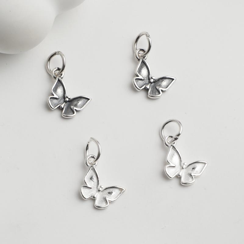 S925 Sterling Silver Butterfly Pendant DIY Handmade Jewelry Accessory
