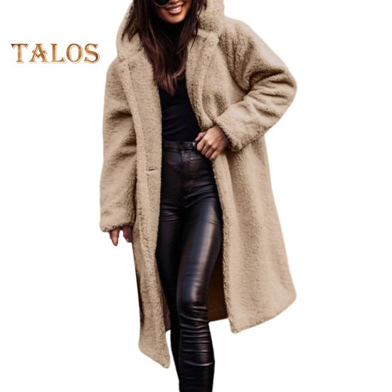 

Женское длинное пальто, однотонное, с длинным рукавом, с капюшоном, зимнее, осеннее, на одной пуговице, плюшевое пальто для работы, вечеринки, свидания XL абрикосовый