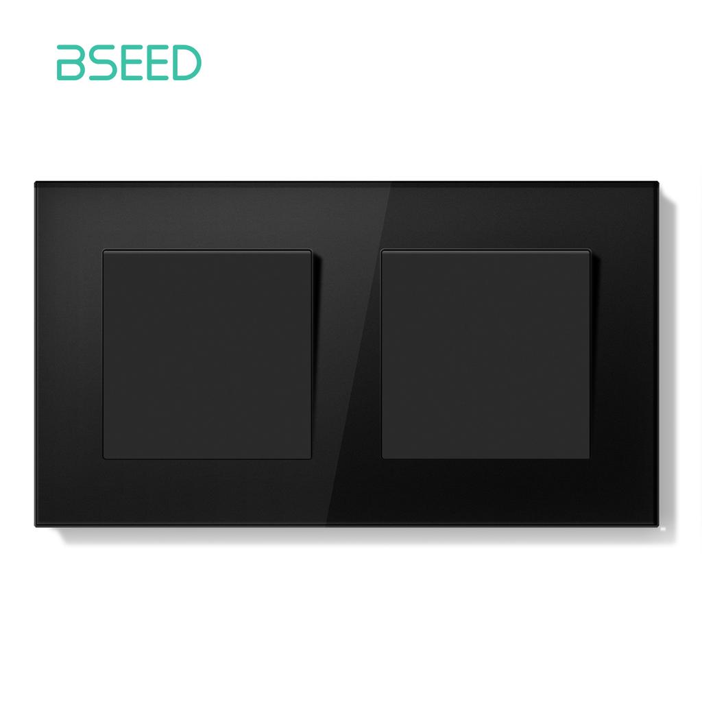 BSEED 1/2Gang Mechanical Button Switch Double Wall Light Switches 1Way Crystal Glass Panel  EU Standard