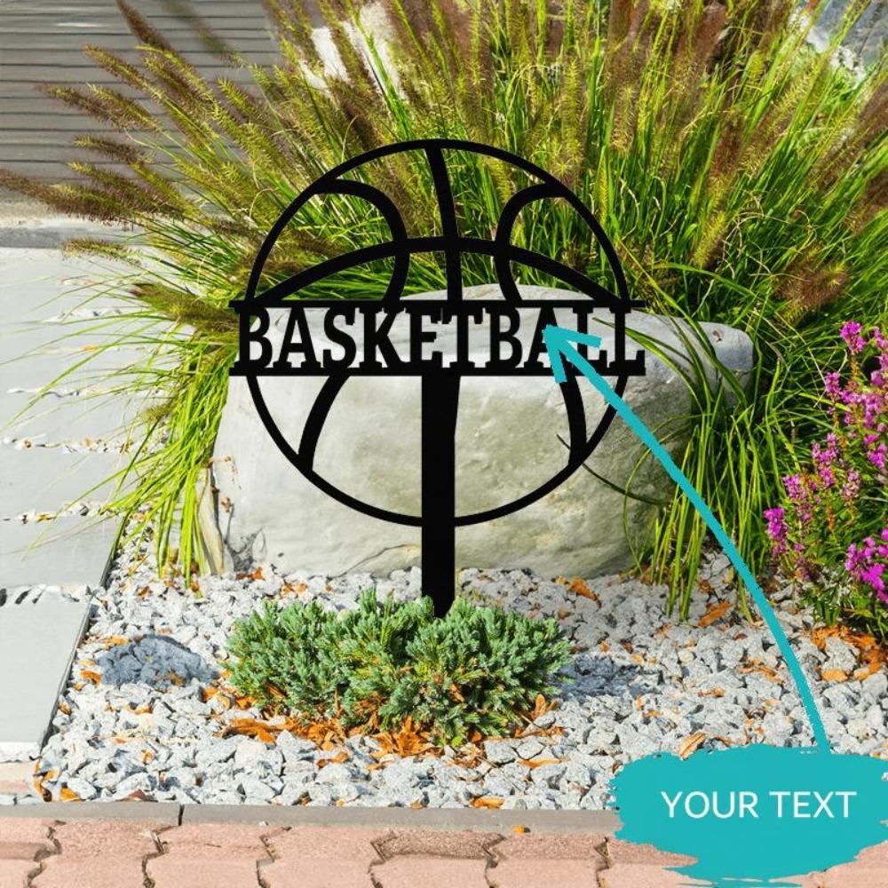 

Custom Basketball Metal Sign Weatherproof Yard Stake for Garden Court Sports Team Logo Heavy Duty Outdoor Decor 12inch/30cm