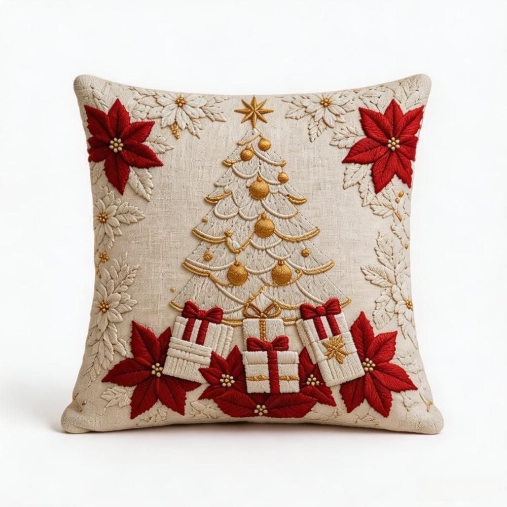 Simulated Christmas Pillow Cover Christmas Tree Soft Smooth 2D Flat Xmas Tree Pillowslip Elk Deer 45cm 17.72in