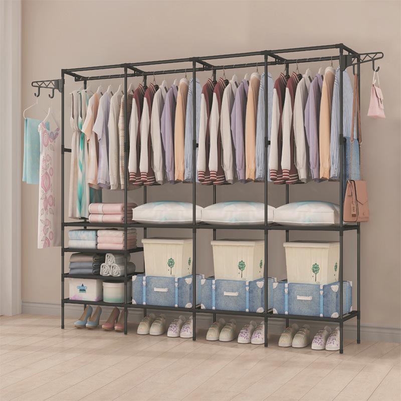 Floor-Standing Multi-Layer Coat and Clothes Rack with Storage Shelves for Dormitory or Home Use