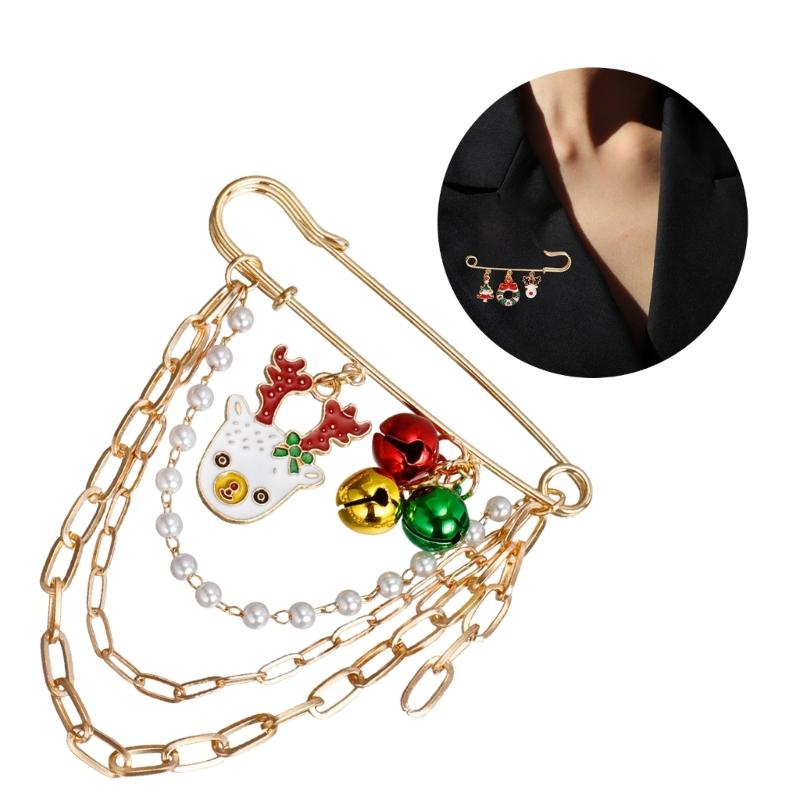 Enamel Pin Backpack Cool Lapel Hat Pin Jackets Funny Christmas Enamel Brooch Christmas Tree Elk Bell Fashion Jewelry