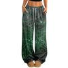 Women's Casual Halloween Printed Wide Leg Pants with Elastic Waist and Drawstring
