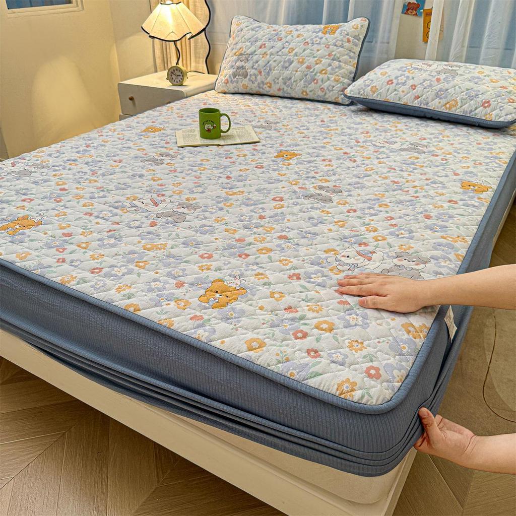 Retro Crinkle Cotton Quilted Fitted Sheet Set - 3 Piece 2025 Edition