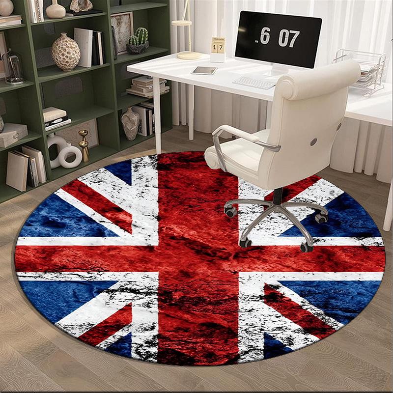 British Flag Artwork Round Rug for Livingroom,Bedroom, Palyroom, Chair Rug, Area Rug, Circle Carpet, Fan Christmas Gift