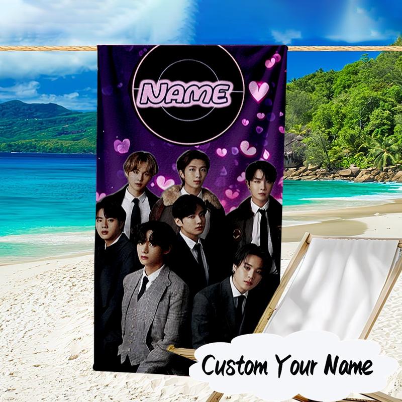 Custom Name K-pop Stars Formal Attire Microfiber Beach Towel Super Soft & Absorbent for Bath, Beach, Travel  Bath Time Accessory, Fan Gifts