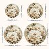 Elegant Peony Floral Round Rug Non-Slip Machine Washable Floor Mat 2D Flat Soft Area Rug for Living Room Bedroom Home Decor