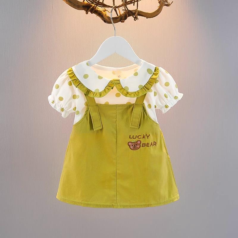 Cute Infant Baby Girls Short Sleeve Princess Dress Casual Soft Breathable Summer Outdoor Play Party Birthday Skirt Dress