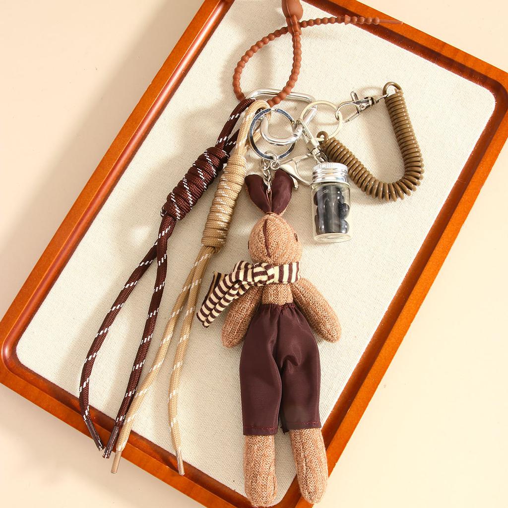 Style Personality Creativity Cute Plush Doll Scarf Little Rabbit Pendant Coffee Bean Bag Pendant Keychain